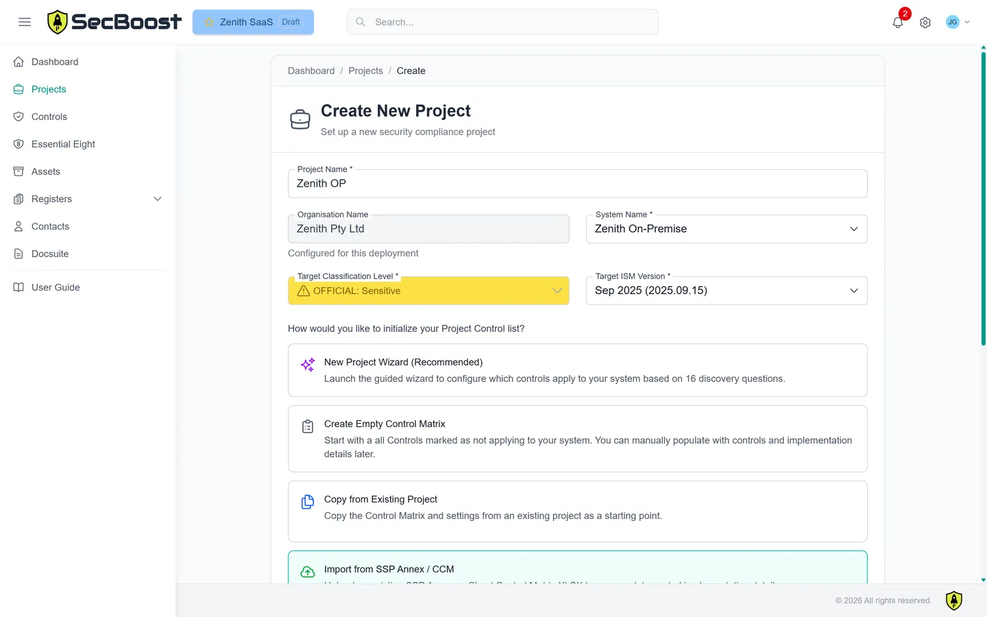 SecBoost project setup with system and assessment scope